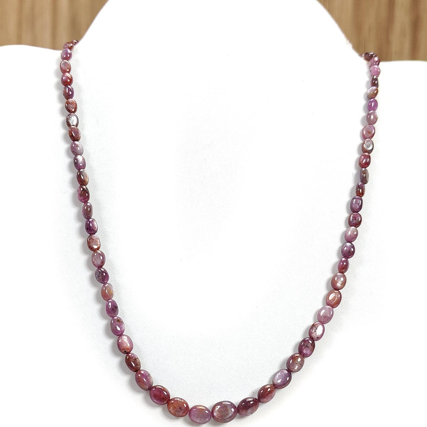 Pink Sapphire Gemstone Beads Necklace: 135.80cts Natural Untreated Raspberry Sheen Sapphire Plain Oval Brass Necklace 6*5mm - 10*8mm 21"
