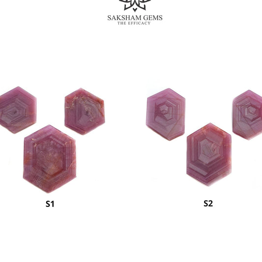 Rosemary Sheen SAPPHIRE Gemstone Flat Slices : Natural Untreated Unheated Pink Sapphire Hexagon Shape Set