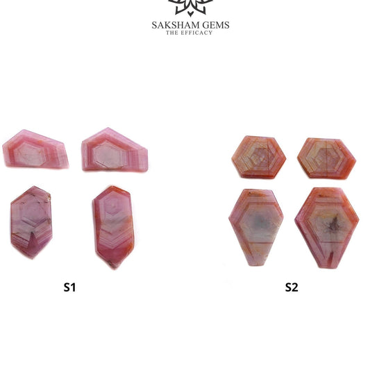 Rosemary Sheen SAPPHIRE Gemstone Flat Slices : Natural Untreated Unheated Pink Sapphire Hexagon Shape Set