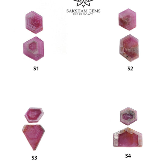 Rosemary Sheen SAPPHIRE Gemstone Flat Slices : Natural Untreated Unheated Pink Sapphire Hexagon Shape Set