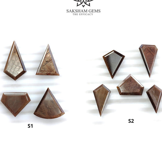 Golden Brown Chocolate Sapphire Gemstone Normal Cut : Natural Untreated Sheen Sapphire Triangle Uneven Shape Sets