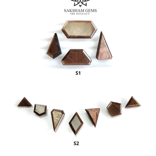 Golden Brown Chocolate Sapphire Gemstone Normal Cut : Natural Untreated Sheen Sapphire Triangle Uneven Shape Sets
