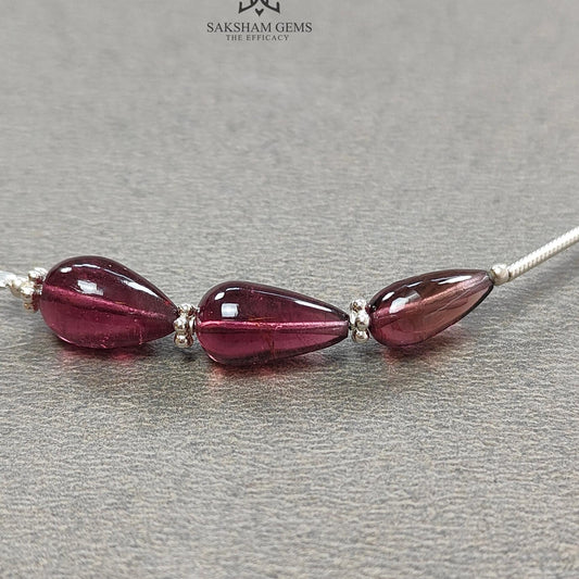 Rubellite Tourmaline Gemstone Loose Beads : 9.00cts Natural Untreated Tourmaline Plain Teardrops Nuggets 10mm - 11mm