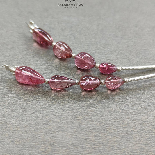 Rubellite Tourmaline Gemstone Loose Beads : 11.20cts Natural Untreated Tourmaline Plain Teardrops Nuggets 5.5mm - 10mm