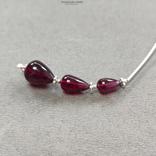 Rubellite Tourmaline Gemstone Loose Beads : 12.70cts Natural Untreated Tourmaline Plain Teardrops Nuggets 8.5mm - 12mm