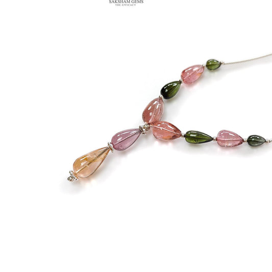 Watermelon Tourmaline Gemstone Loose Beads : 21.15cts Natural Multi Color Tourmaline Plain Teardrops Nuggets 5mm - 12mm