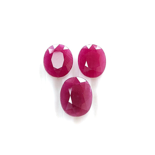 Ruby Gemstone Normal Cut : 23.30cts Natural Untreated Unheated Red Ruby Oval Shape 13.5*11.5mm - 15*12mm 3pcs