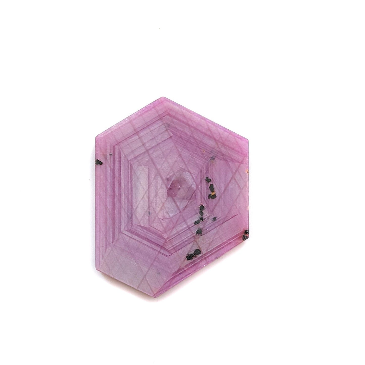 Rosemary Sheen SAPPHIRE Gemstone Flat Slices : Natural Untreated Unheated Pink Sapphire Hexagon Shape 1pc