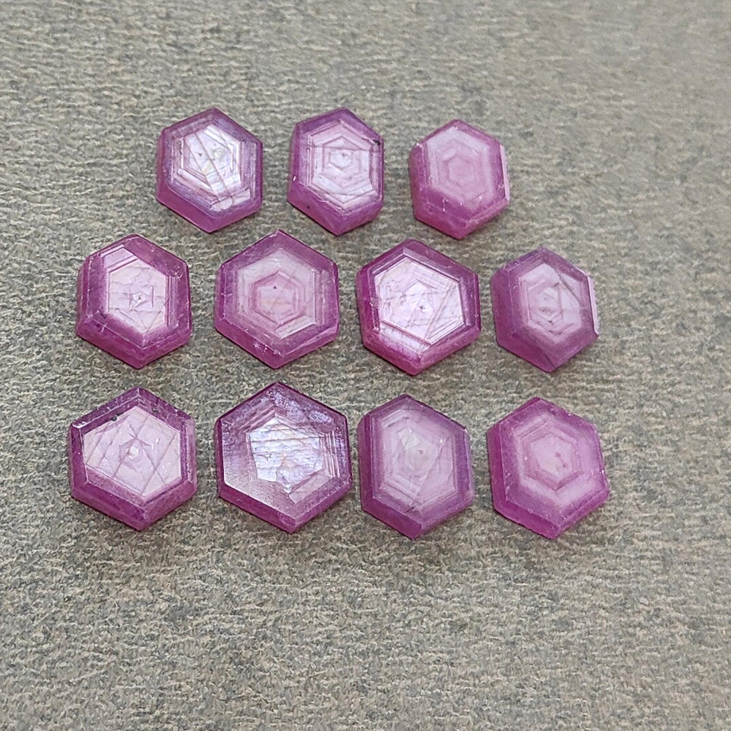 Rosemary Sheen SAPPHIRE Gemstone Flat Slices : Natural Untreated Unheated Pink Sapphire Hexagon Shape 11pcs 14pcs Lots