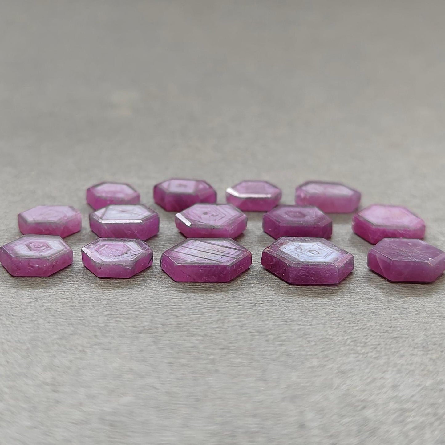 Rosemary Sheen SAPPHIRE Gemstone Flat Slices : Natural Untreated Unheated Pink Sapphire Hexagon Shape 11pcs 14pcs Lots