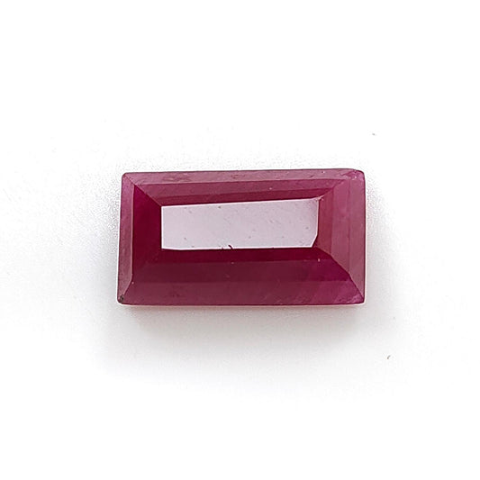 Ruby Gemstone Step Cut : 7.40cts Natural Untreated Unheated Red Ruby Baguette Shape 15*8mm 1pc