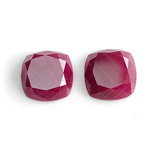 Ruby Gemstone Step Cut : 19.00cts Natural Untreated Unheated Red Ruby Cushion Shape 13*4mm Pair