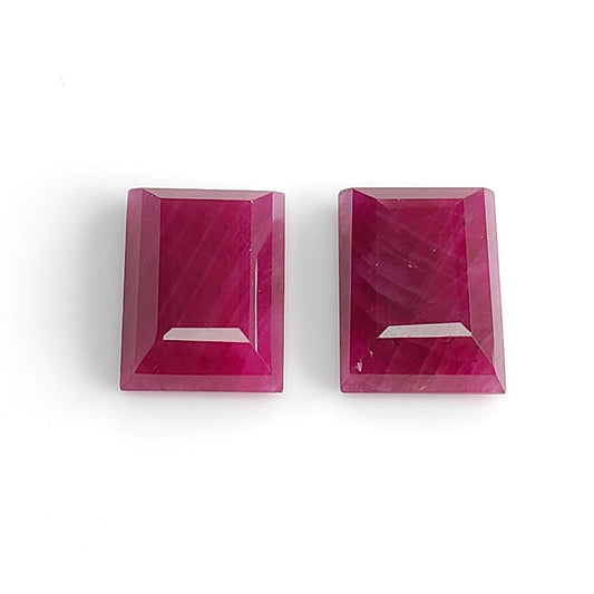 Ruby Gemstone Step Cut : 28.00cts Natural Untreated Unheated Red Ruby Square Shape 17*12mm Pair
