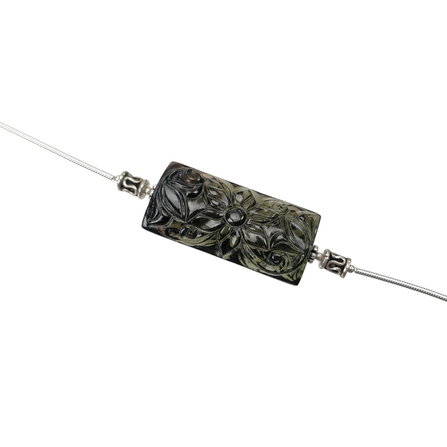 GREEN TOURMALINE Gemstone Carving Loose Beads: 34.00cts Natural Untreated Tourmaline Both Side Hand Carved Cushion 32*16mm (With Video)
