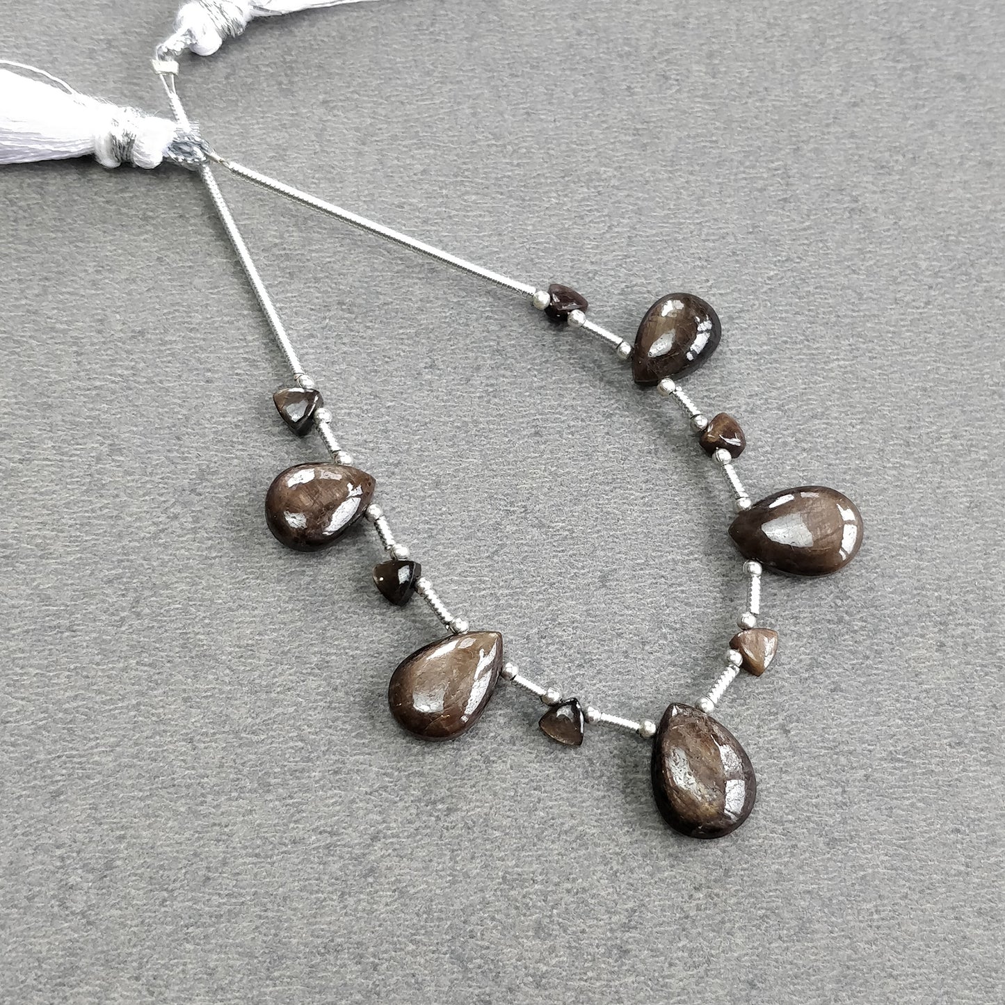 Golden Brown Chocolate Sapphire Gemstone Cabochon Loose Beads : 24.00cts Natural Unheated Pear & Triangle Plain Nuggets 4mm - 12*9mm