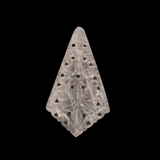 PINK ROSE QUARTZ Gemstone Carving : 44.40cts Natural Untreated Quartz Hand Carved Uneven Shape 65.5*36.5mm