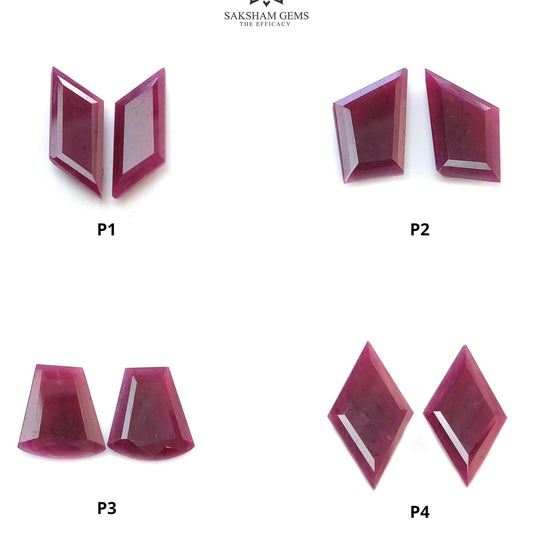 Ruby Gemstone Rose Normal Cut : Natural Untreated Unheated Red Ruby Marquise & Uneven Shape Pair