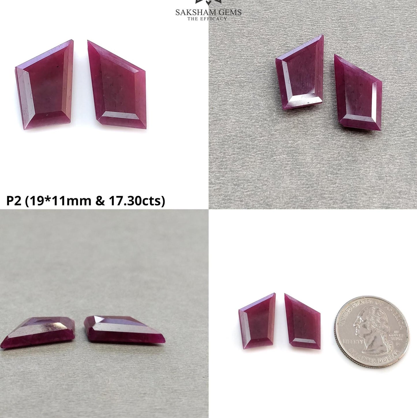 Ruby Gemstone Rose Normal Cut : Natural Untreated Unheated Red Ruby Marquise & Uneven Shape Pair