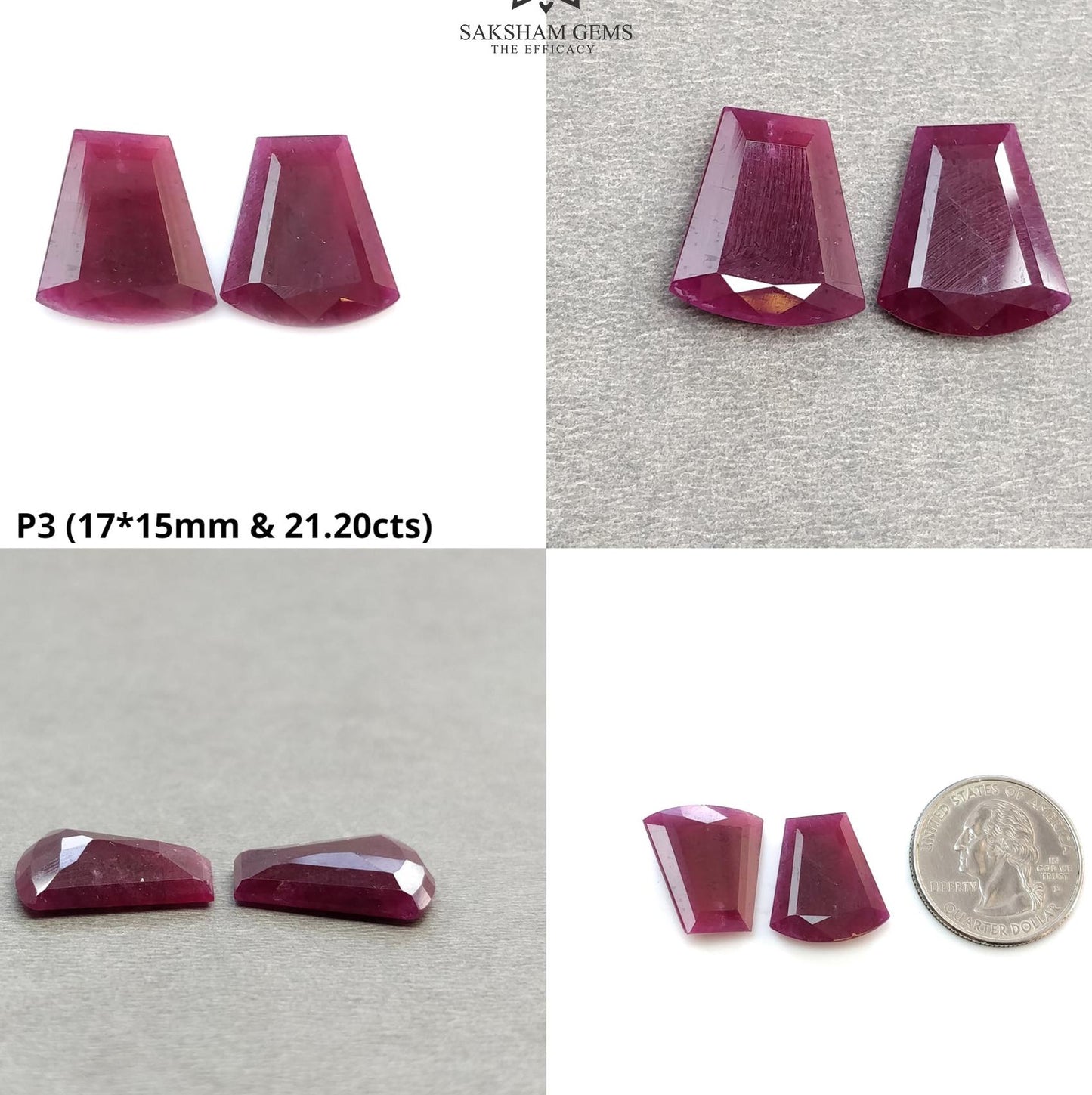 Ruby Gemstone Rose Normal Cut : Natural Untreated Unheated Red Ruby Marquise & Uneven Shape Pair