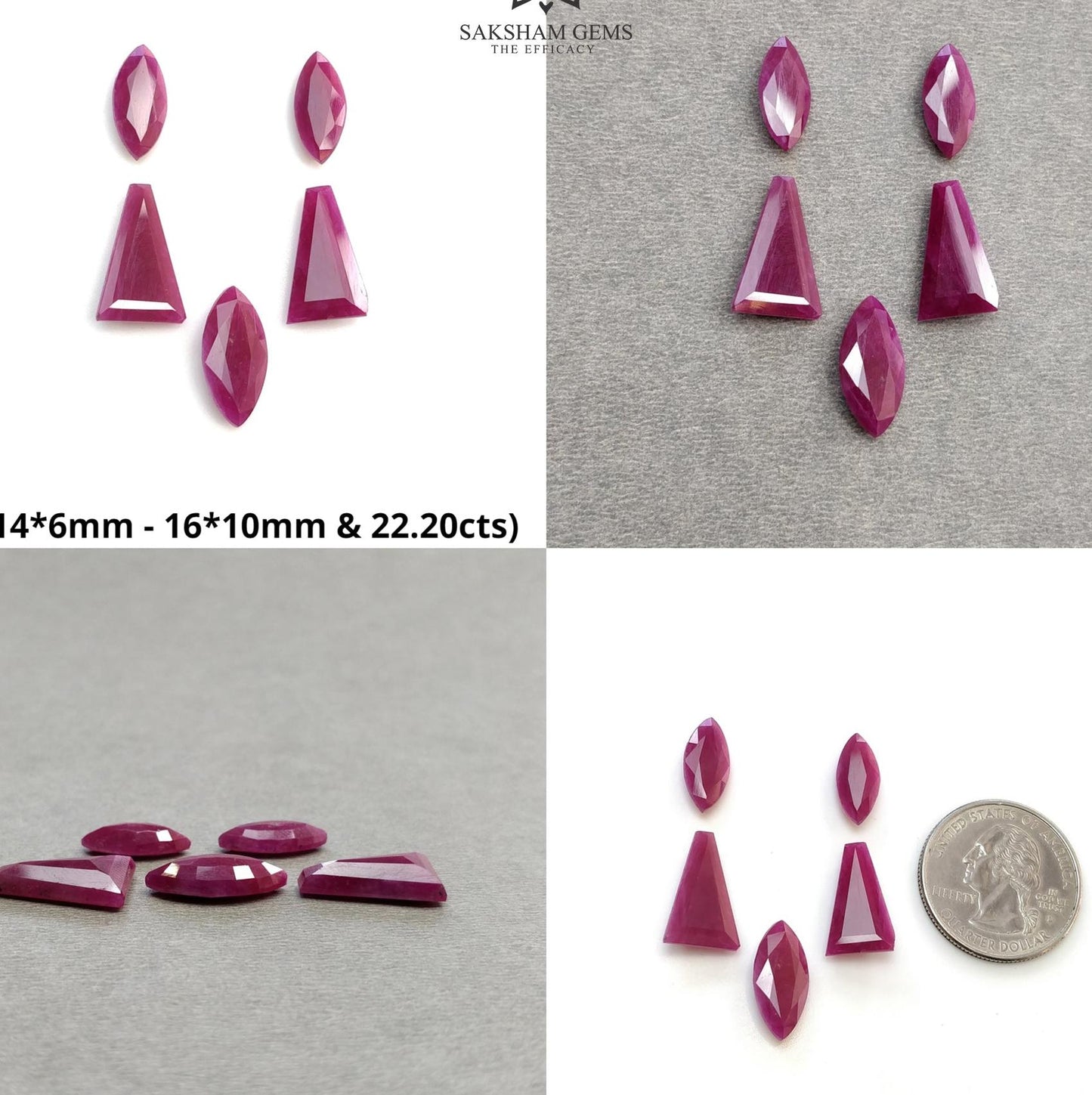 Ruby Gemstone Rose Normal Cut : Natural Untreated Unheated Red Ruby Marquise & Uneven Shape Pair/Set