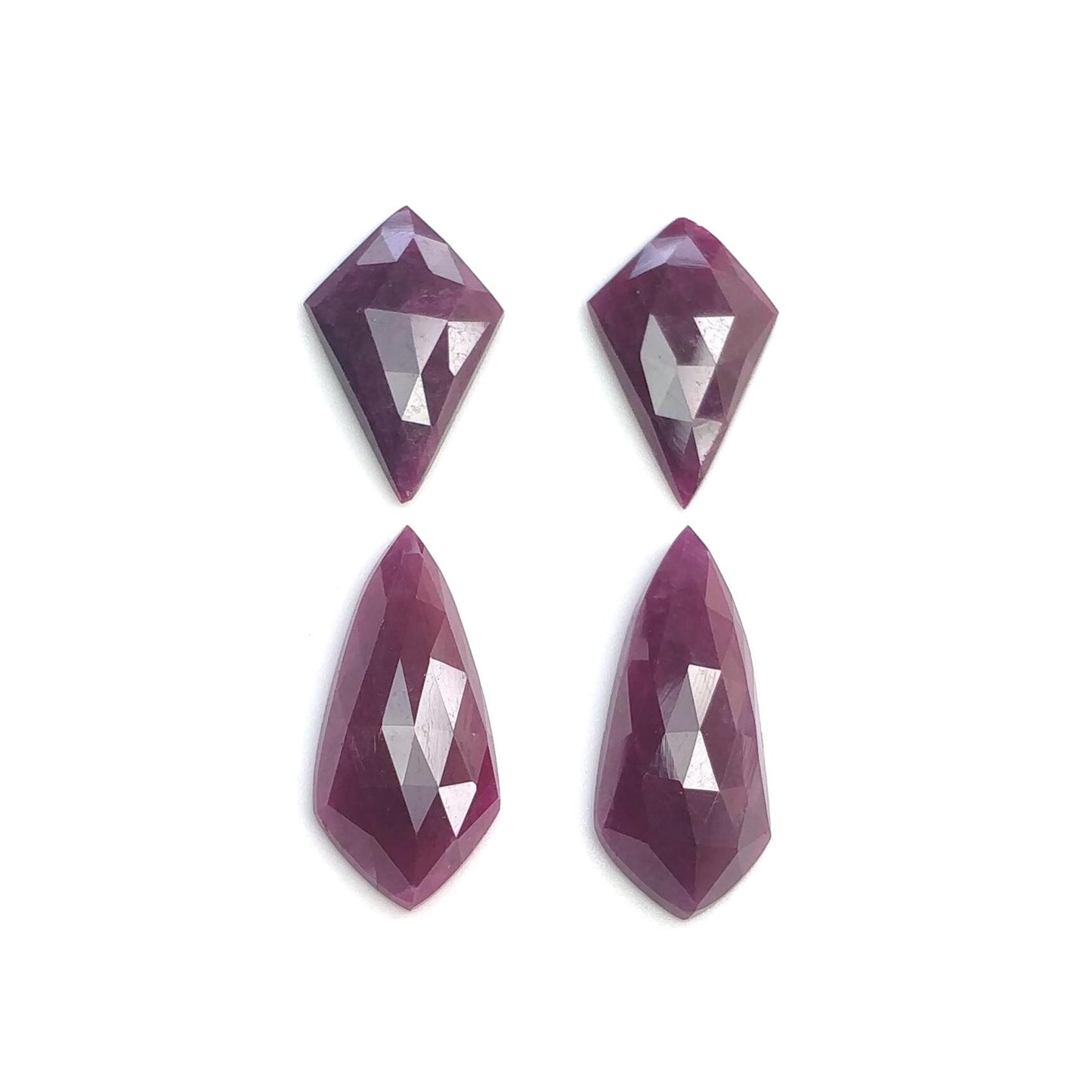 Ruby Gemstone Rose Cut : Natural Untreated Unheated Red Ruby Cushion & Uneven Shape Pair/Set