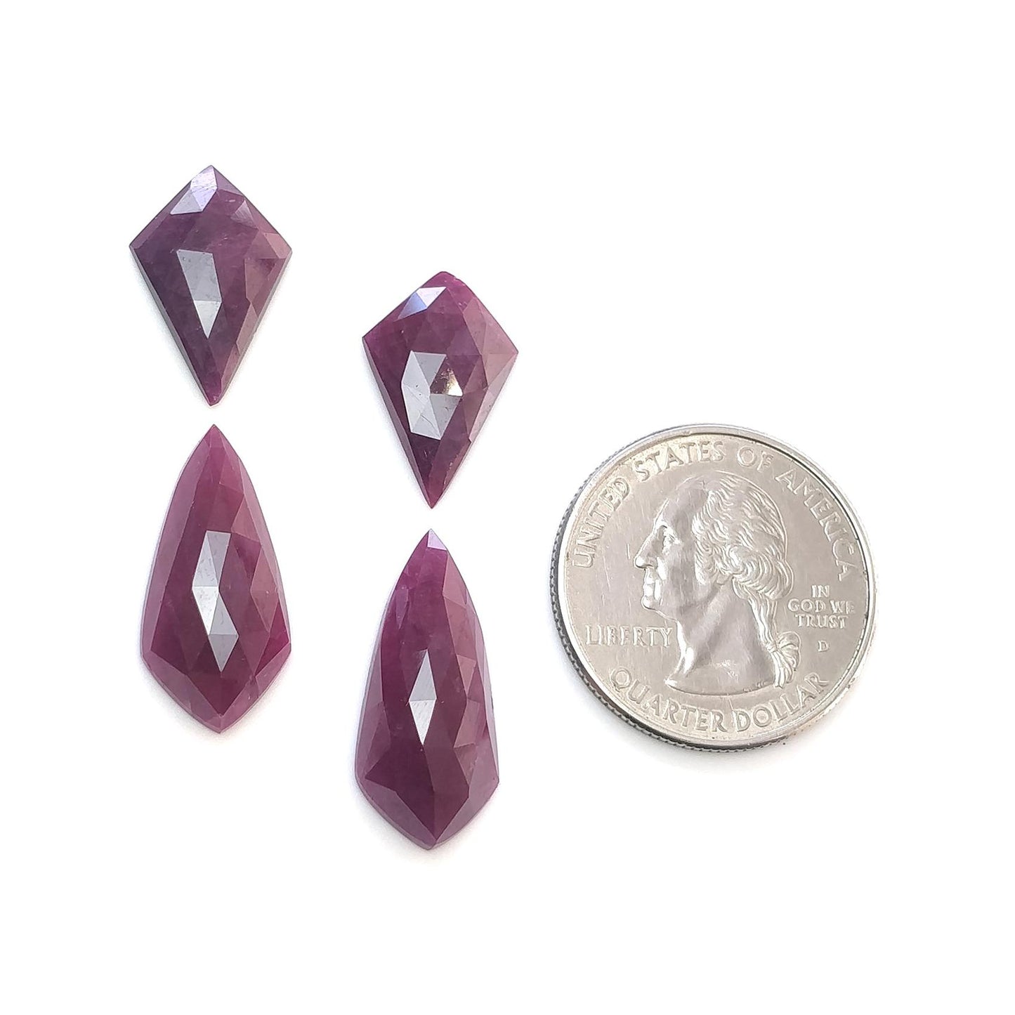 Ruby Gemstone Rose Cut : Natural Untreated Unheated Red Ruby Cushion & Uneven Shape Pair/Set