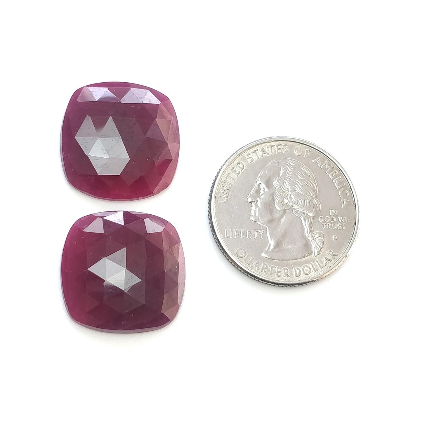 Ruby Gemstone Rose Cut : Natural Untreated Unheated Red Ruby Cushion & Uneven Shape Pair/Set