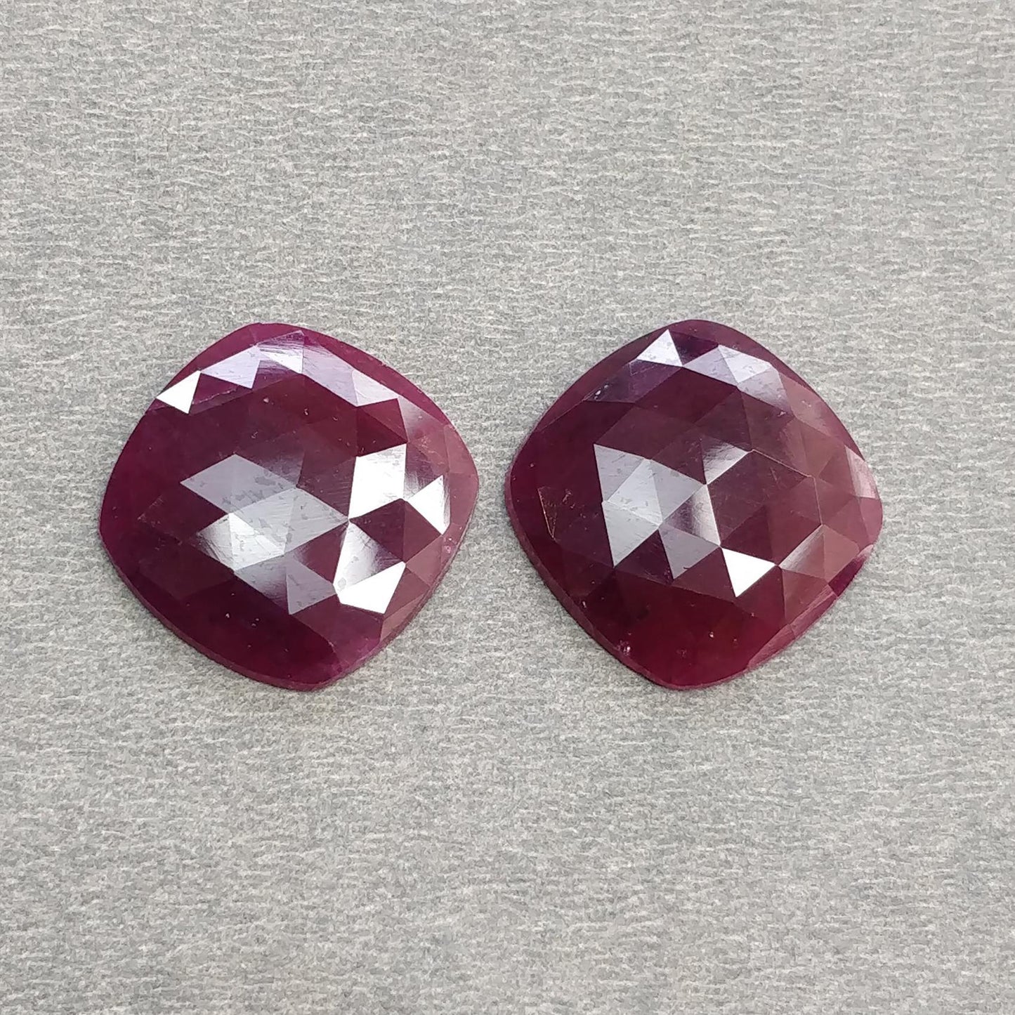 Ruby Gemstone Rose Cut : Natural Untreated Unheated Red Ruby Cushion & Uneven Shape Pair/Set