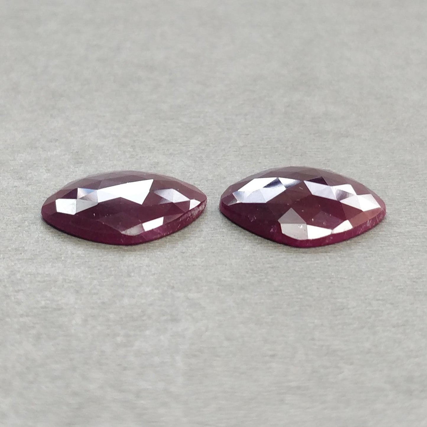 Ruby Gemstone Rose Cut : Natural Untreated Unheated Red Ruby Cushion & Uneven Shape Pair/Set