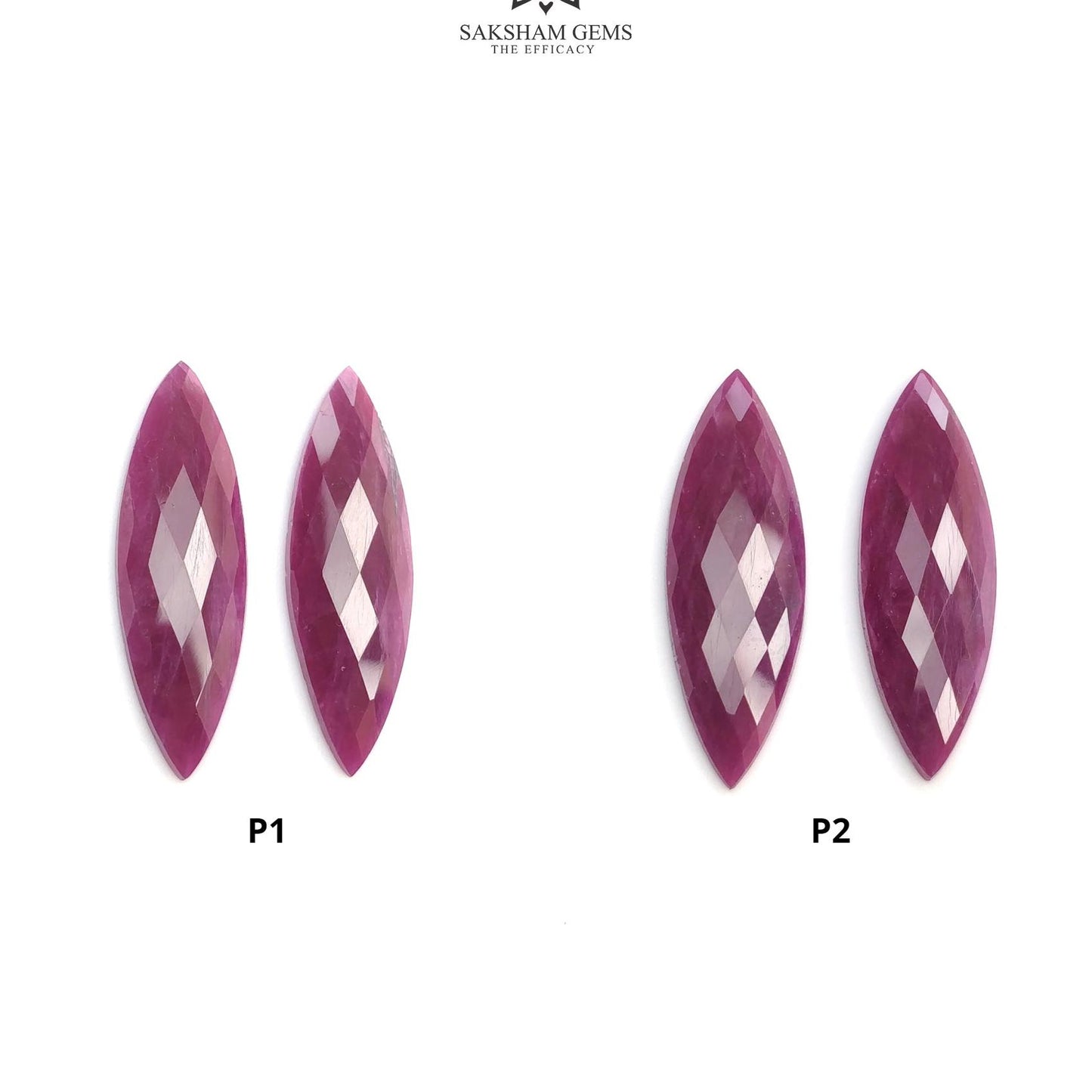 Ruby Gemstone Checker Cut : Natural Untreated Unheated Red Ruby Marquise Shape Pair