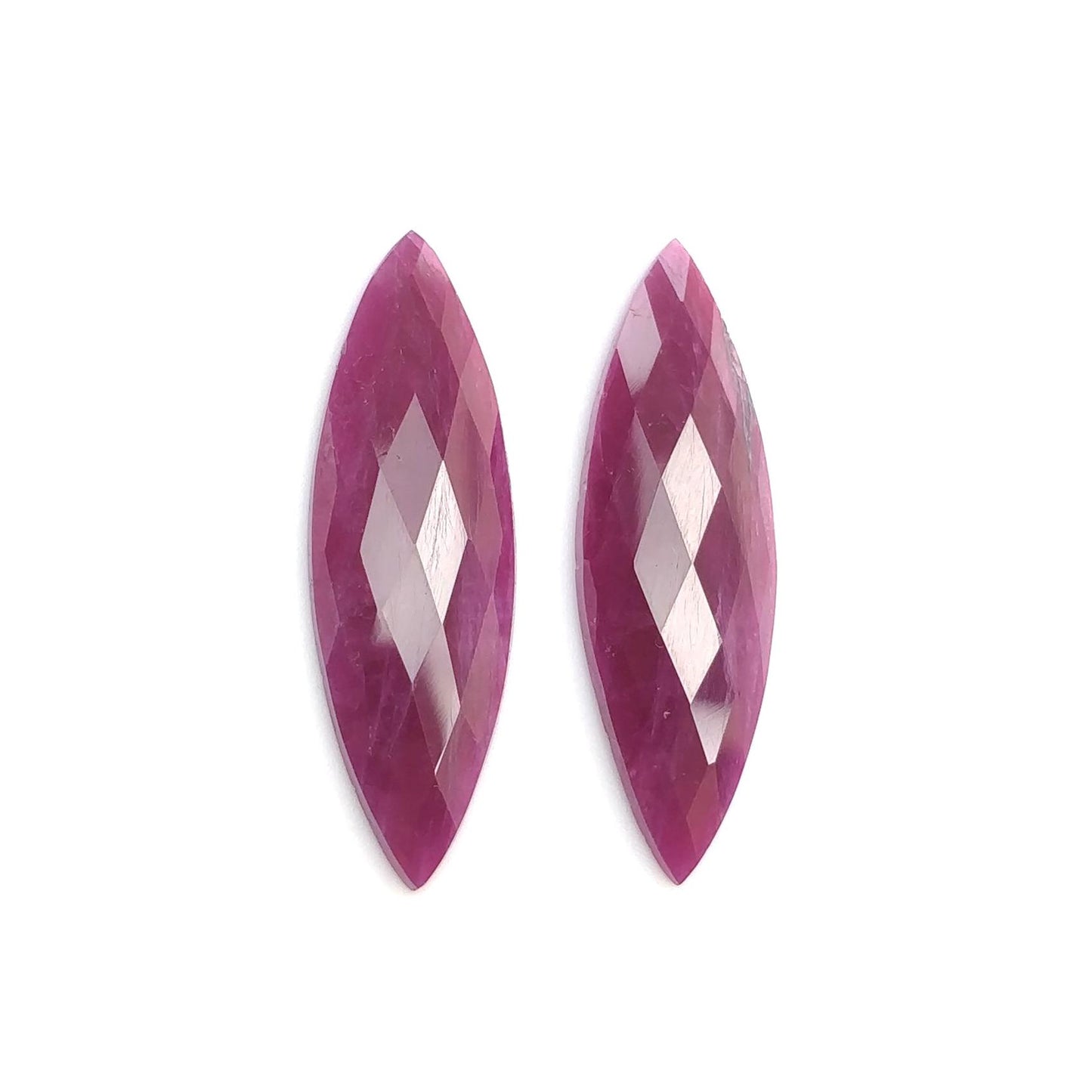 Ruby Gemstone Checker Cut : Natural Untreated Unheated Red Ruby Marquise Shape Pair