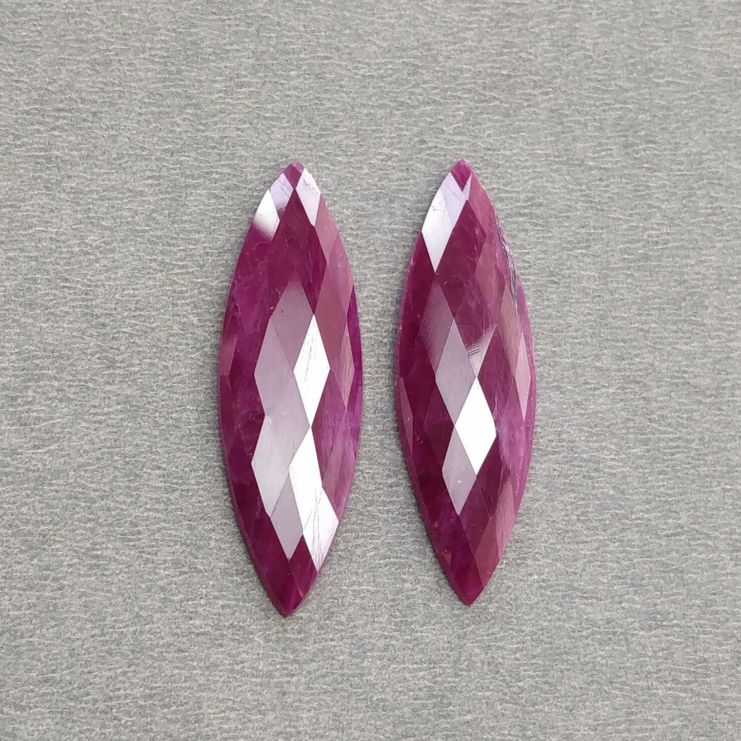 Ruby Gemstone Checker Cut : Natural Untreated Unheated Red Ruby Marquise Shape Pair