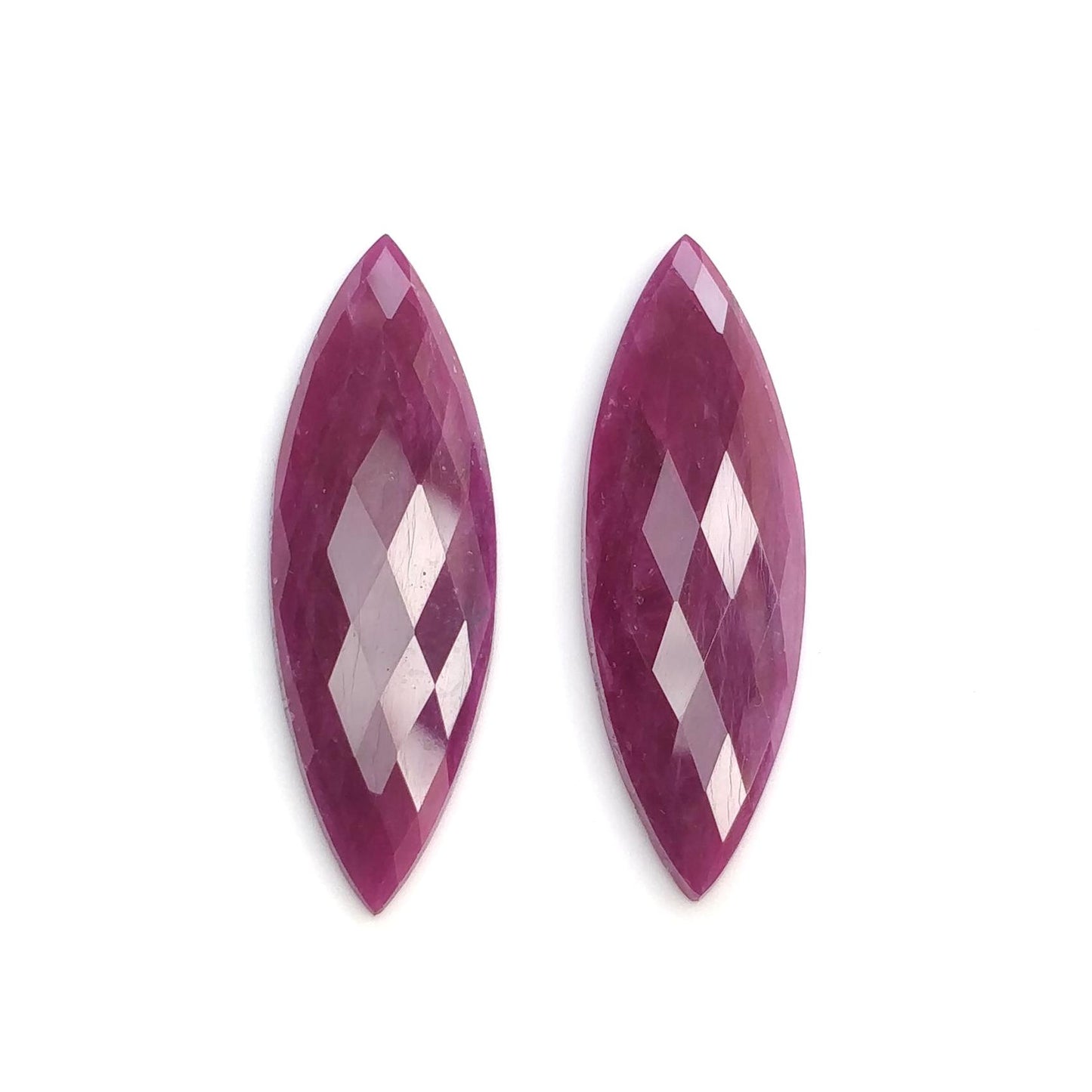 Ruby Gemstone Checker Cut : Natural Untreated Unheated Red Ruby Marquise Shape Pair