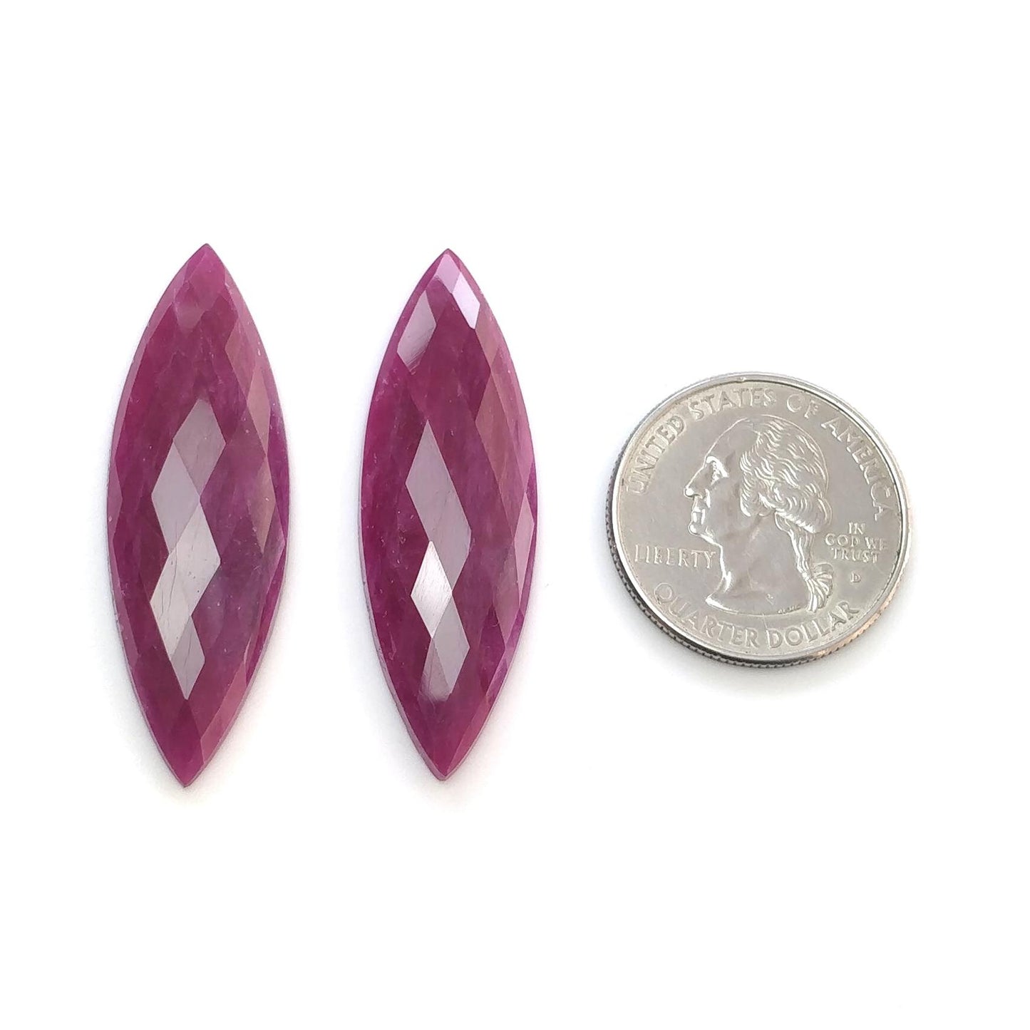 Ruby Gemstone Checker Cut : Natural Untreated Unheated Red Ruby Marquise Shape Pair