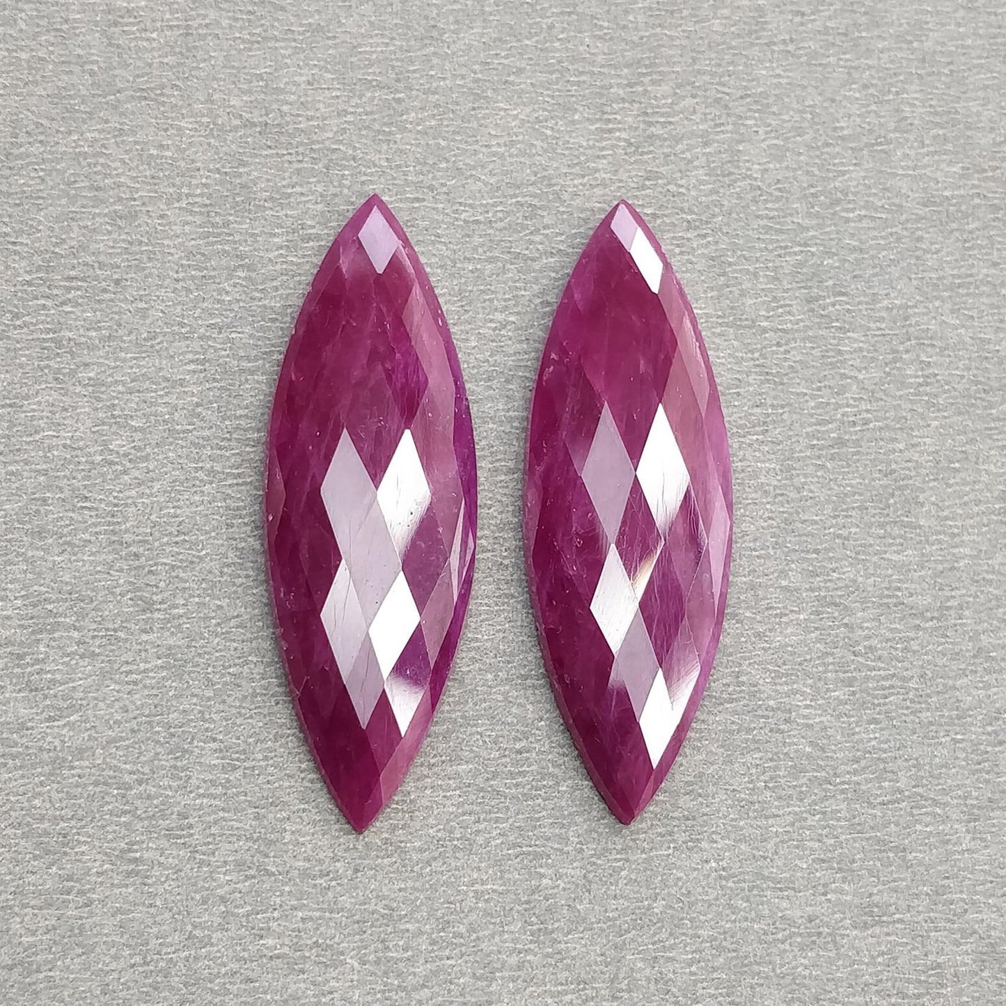 Ruby Gemstone Checker Cut : Natural Untreated Unheated Red Ruby Marquise Shape Pair