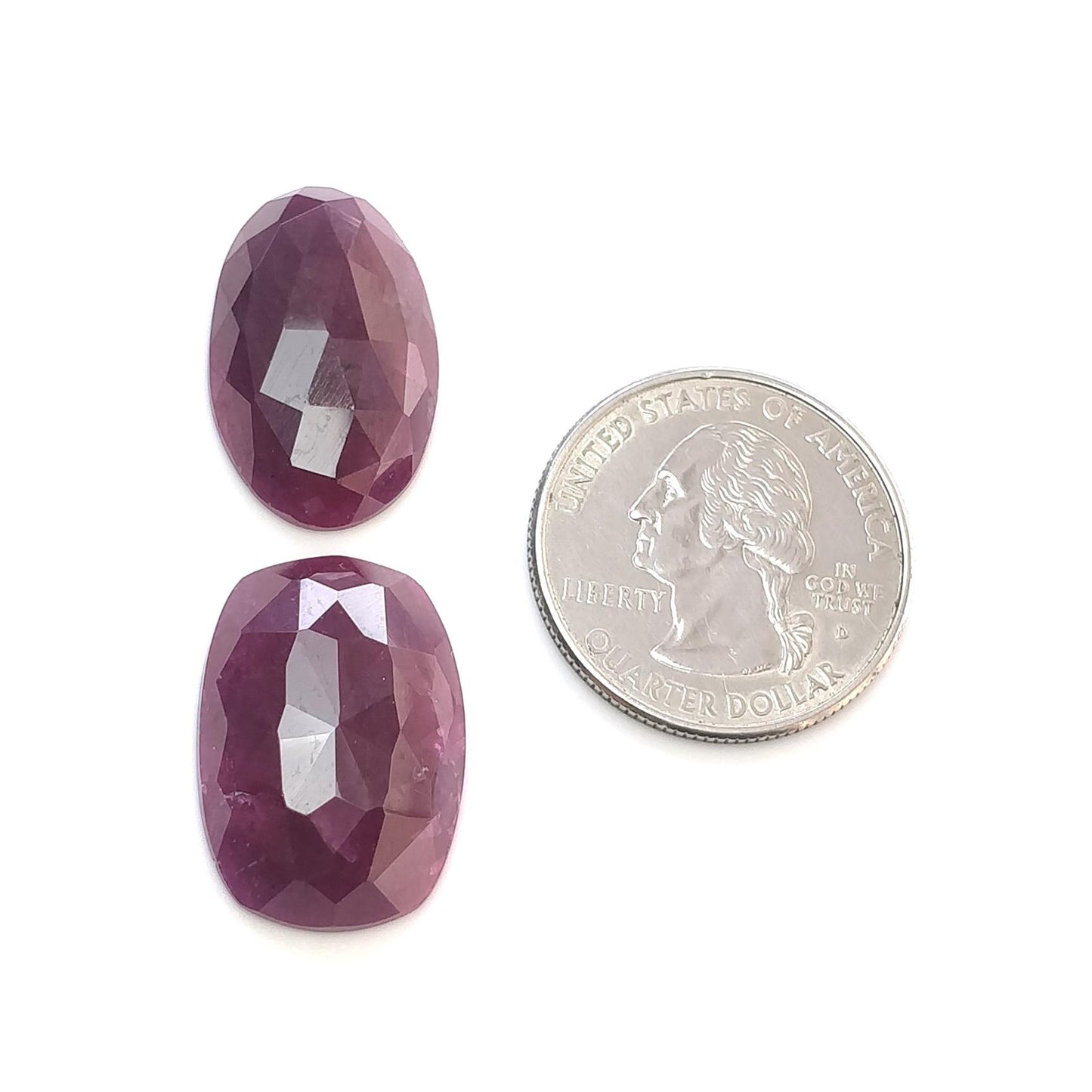 Ruby Gemstone Rose Step & Hammer Cut : Natural Untreated Unheated Red Ruby Hexagon Oval And Cushion Shape 2pcs Set