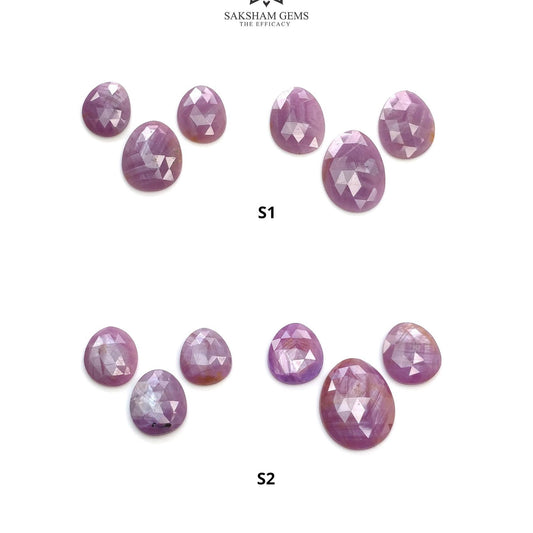 Sapphire Gemstone Rose Cut : Natural Untreated Unheated Raspberry Pink Sheen Sapphire Egg Shape 6pcs Set