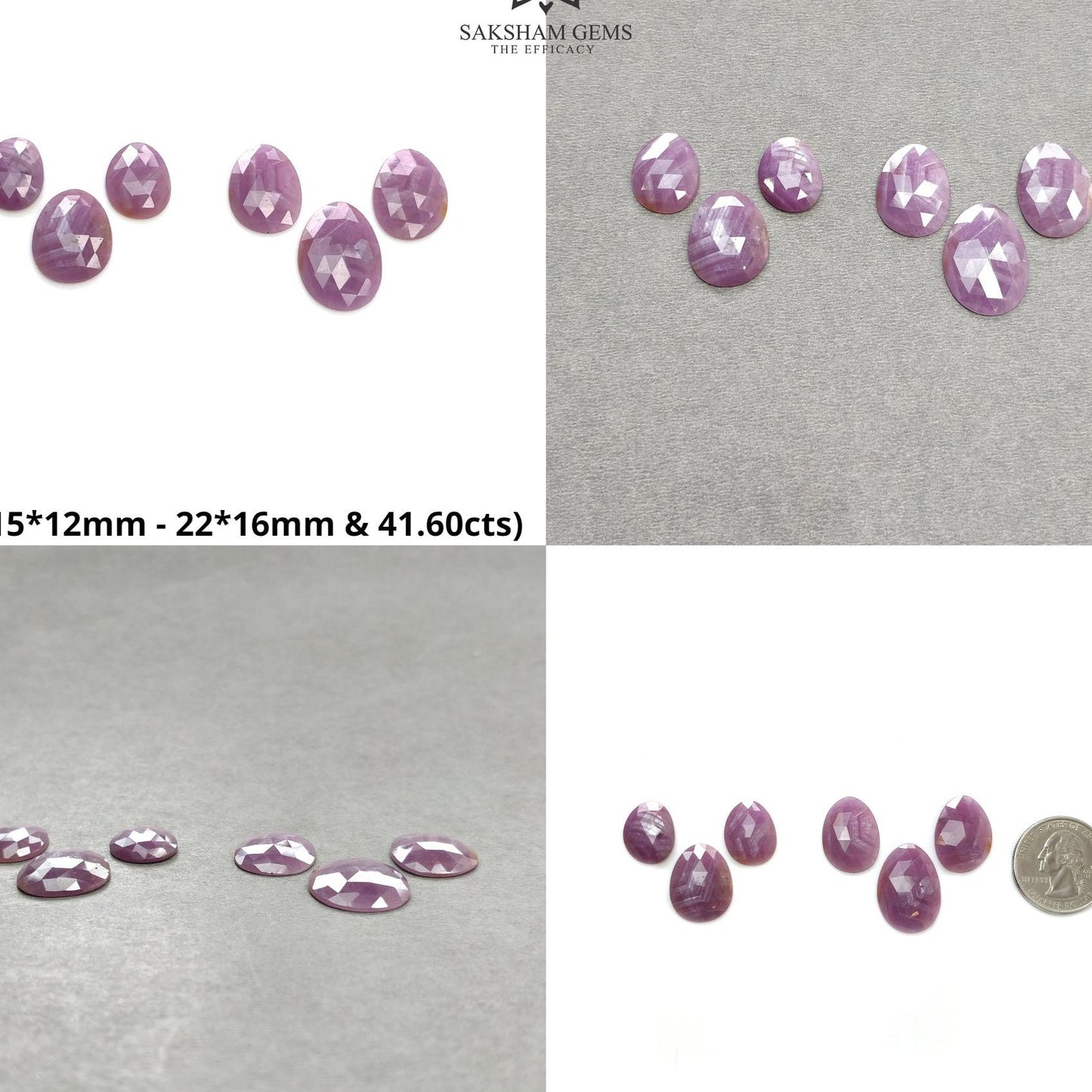 Sapphire Gemstone Rose Cut : Natural Untreated Unheated Raspberry Pink Sheen Sapphire Egg Shape 6pcs Set
