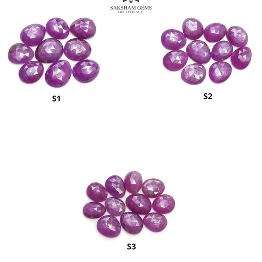 RUBY Gemstone Rose Cut : Natural Untreated Unheated Raspberry Purple Pink Ruby Egg Shape Set