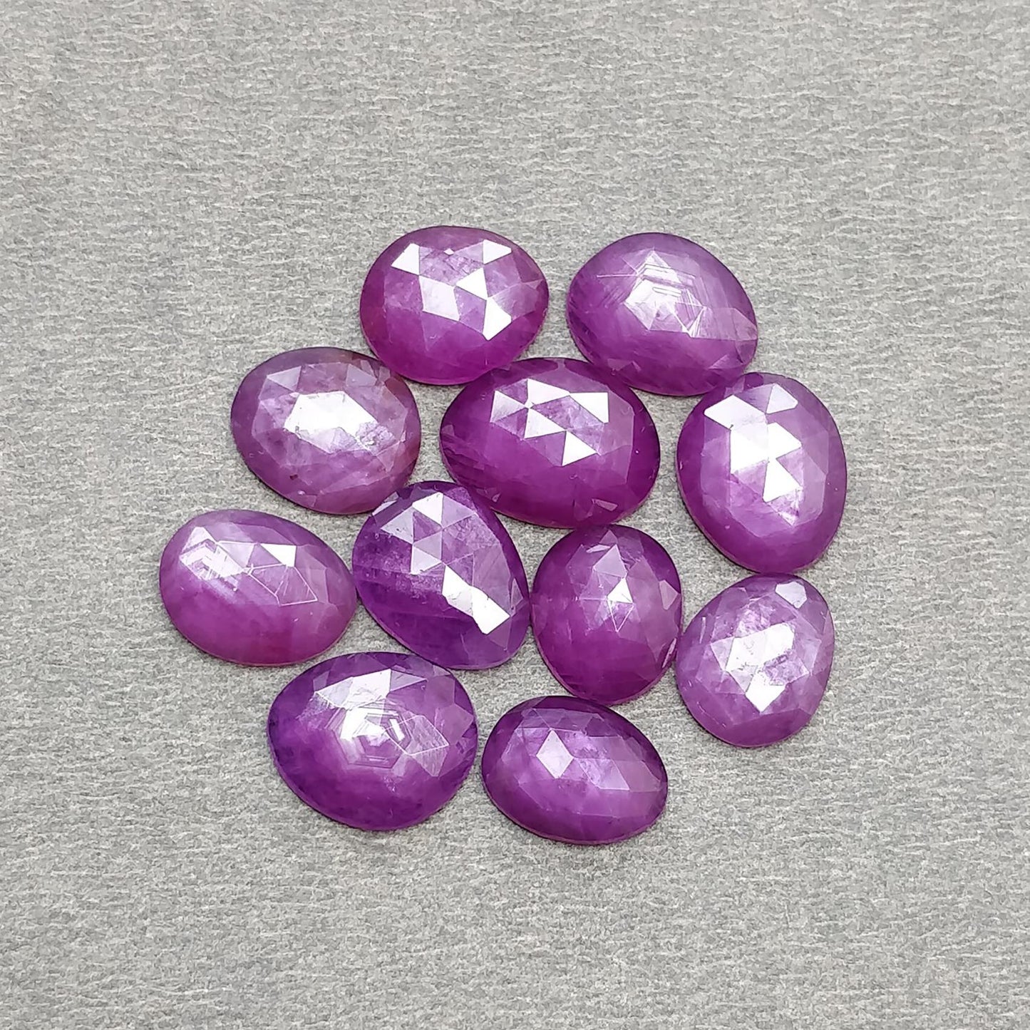 RUBY Gemstone Rose Cut : Natural Untreated Unheated Raspberry Purple Pink Ruby Egg Shape Set