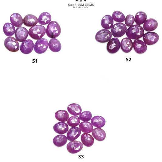 RUBY Gemstone Rose Cut : Natural Untreated Unheated Raspberry Purple Pink Ruby Egg Shape Set