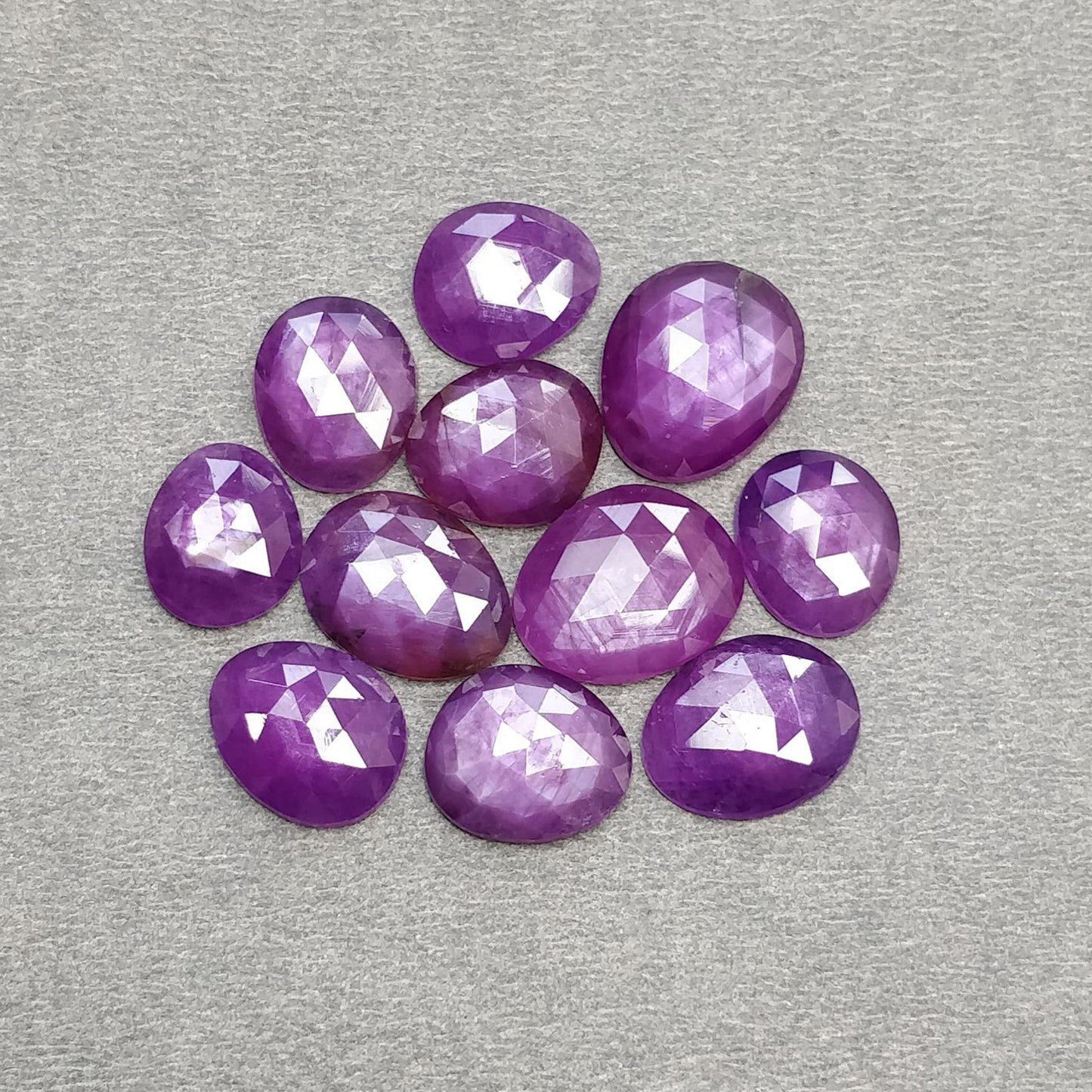 RUBY Gemstone Rose Cut : Natural Untreated Unheated Raspberry Purple Pink Ruby Egg Shape Set