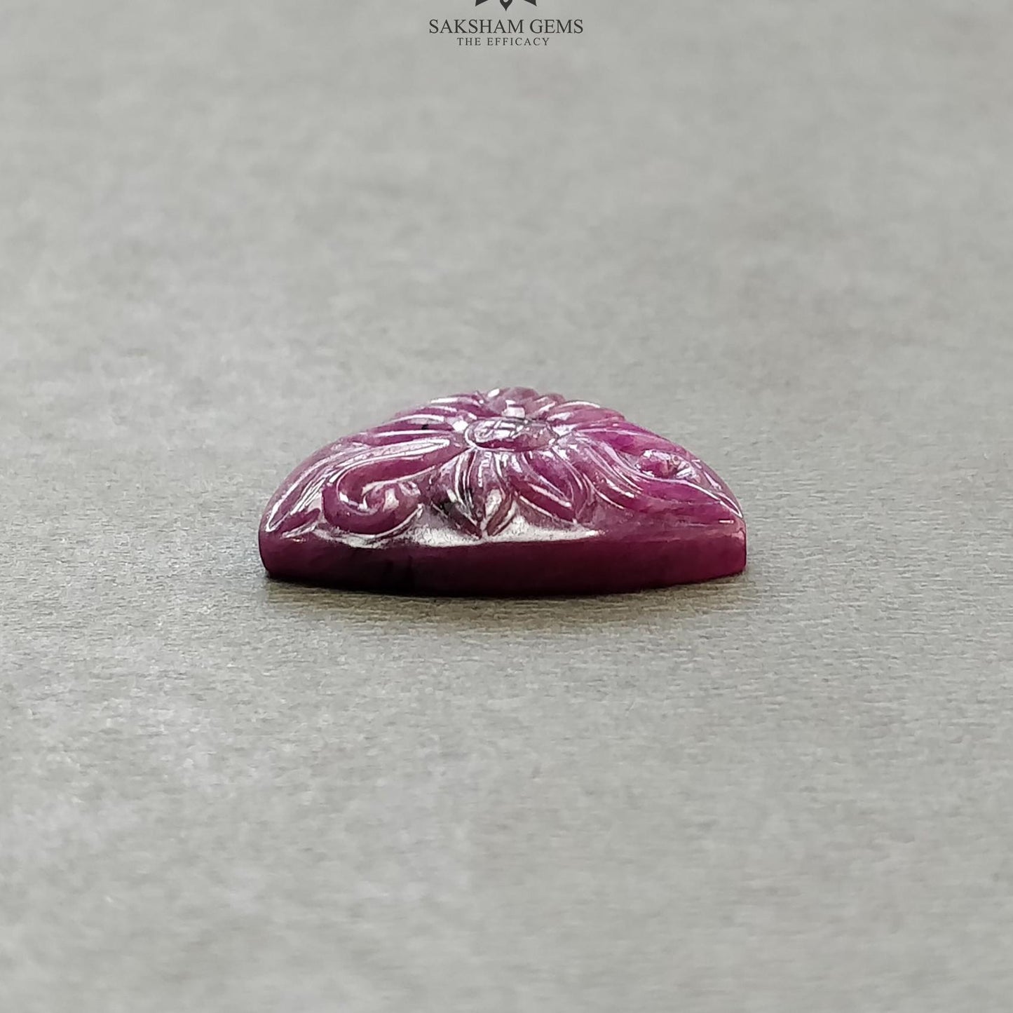 RUBY Gemstone Carving : 24.60cts Natural Untreated Unheated Red Ruby Hand Carved Triangle Shape 22mm