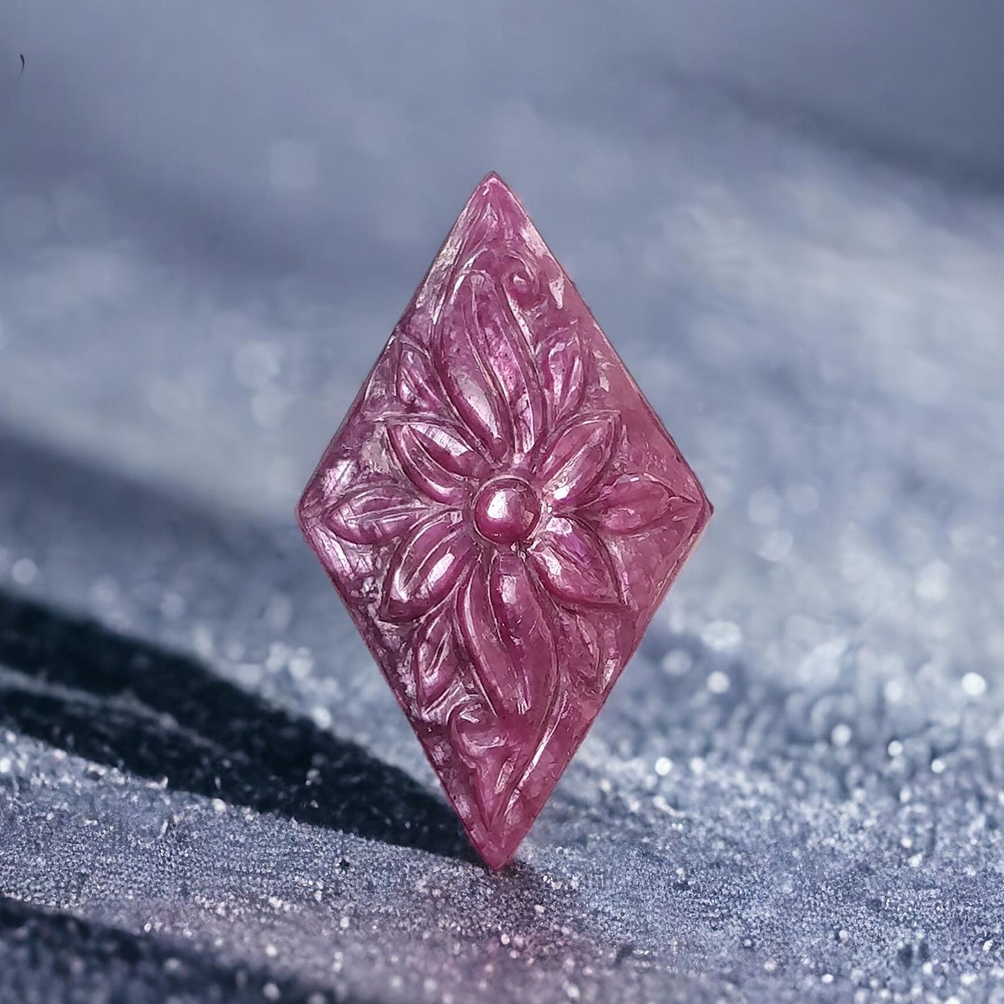 RUBY Gemstone Carving : 25.40cts Natural Untreated Unheated Red Ruby Floral Hand Carved Marquise Shape 33*19mm
