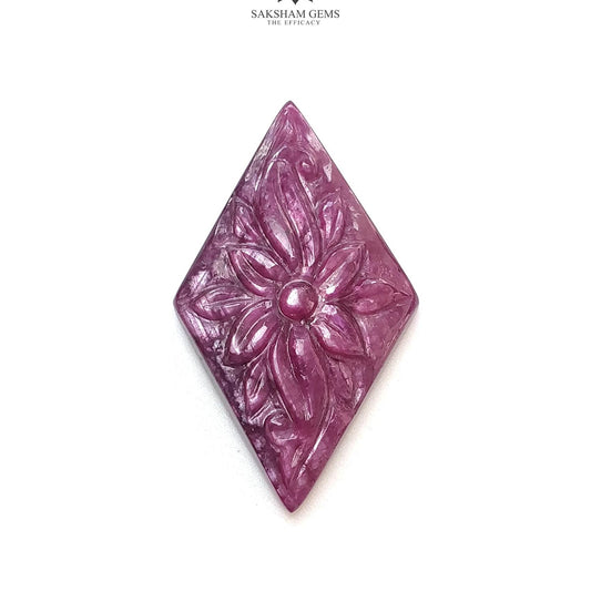 RUBY Gemstone Carving : 25.40cts Natural Untreated Unheated Red Ruby Floral Hand Carved Marquise Shape 33*19mm