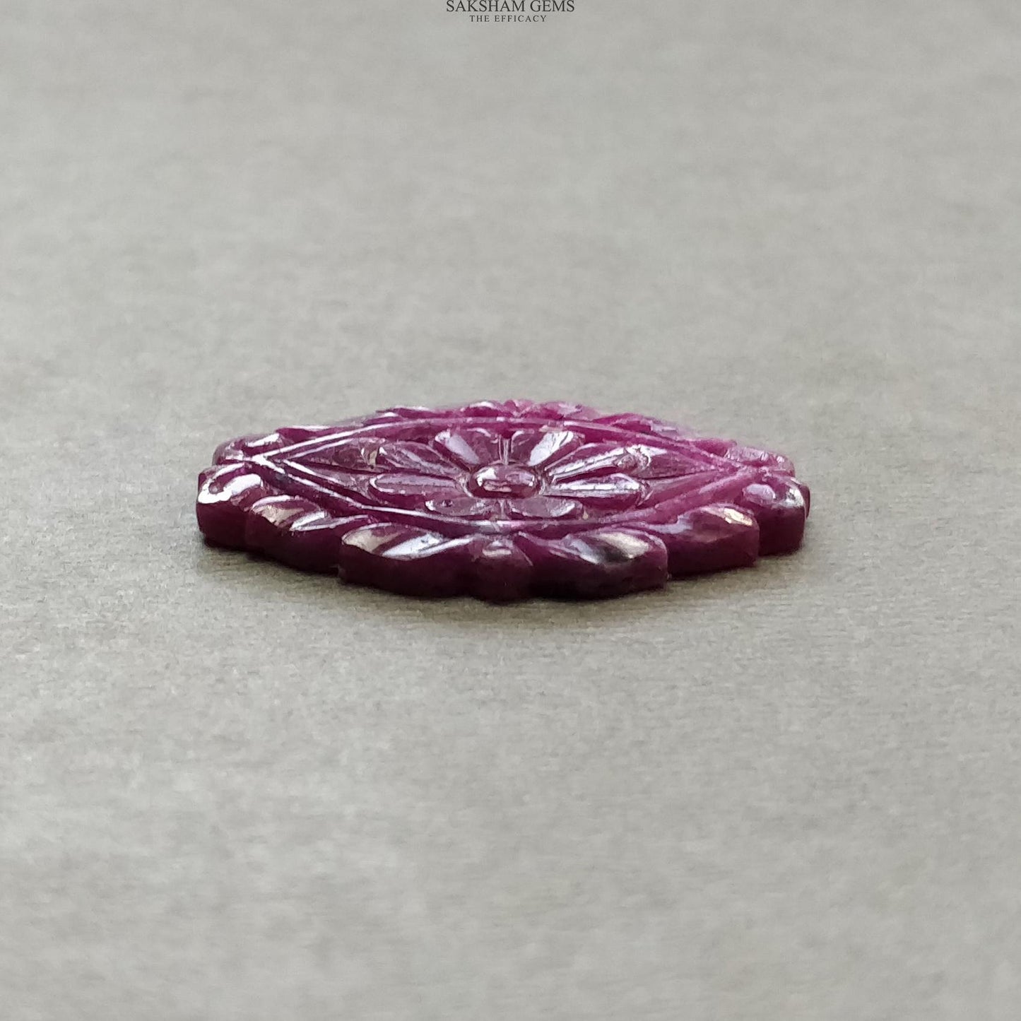 RUBY Gemstone Carving : 33.00cts Natural Untreated Unheated Red Ruby Floral Hand Carved Uneven Shape 36*26mm