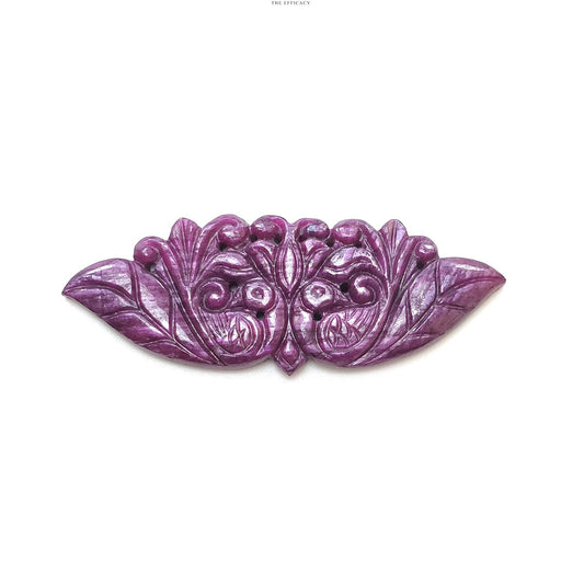 RUBY Gemstone Carving : 57.10cts Natural Untreated Unheated Red Ruby Floral Hand Carved Peacock 60*22mm