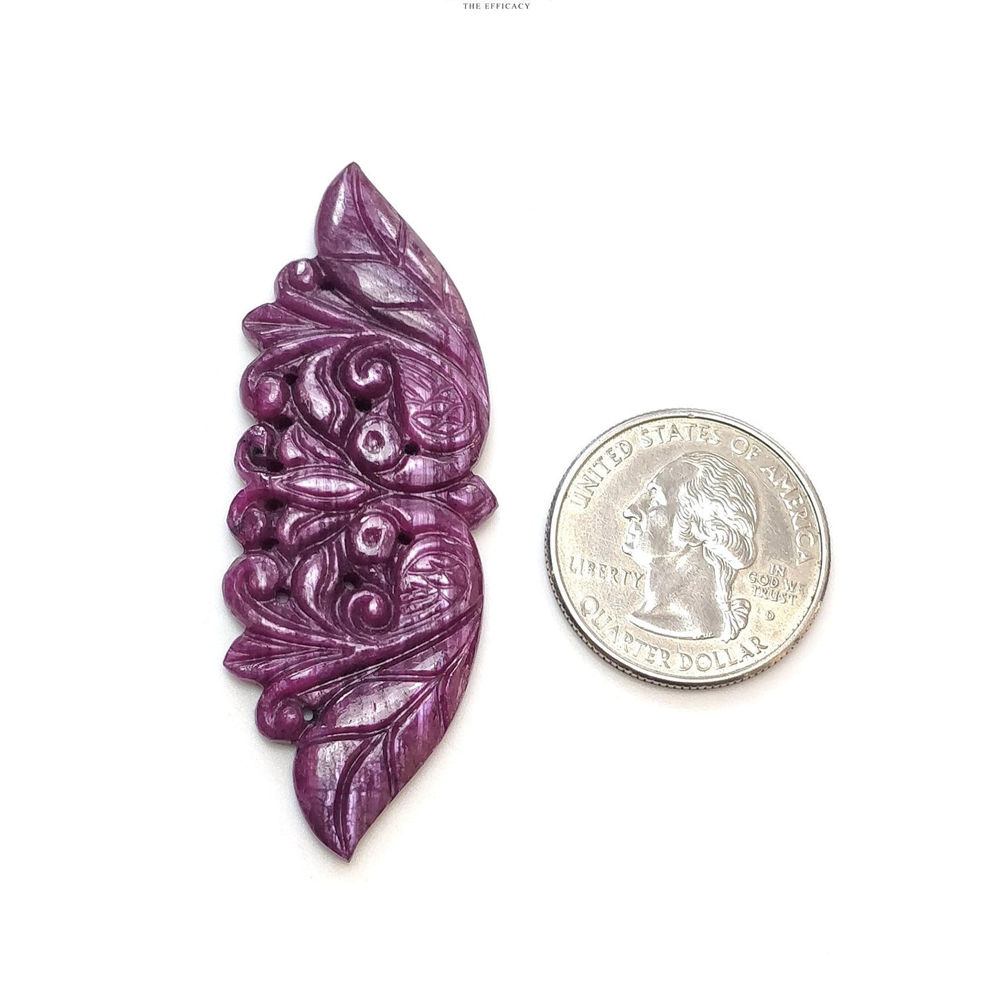 RUBY Gemstone Carving : 57.10cts Natural Untreated Unheated Red Ruby Floral Hand Carved Peacock 60*22mm