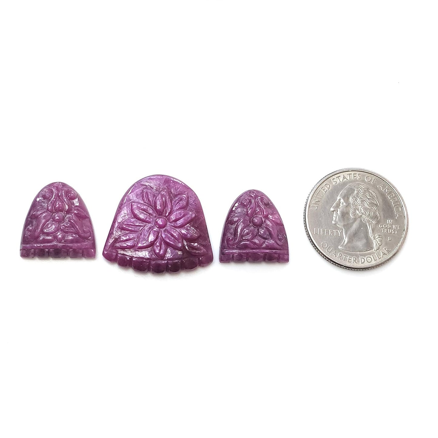 RUBY Gemstone Carving : 56.20cts Natural Untreated Unheated Red Ruby Hand Carved Uneven Shape 17*16mm - 23*19mm 3pcs