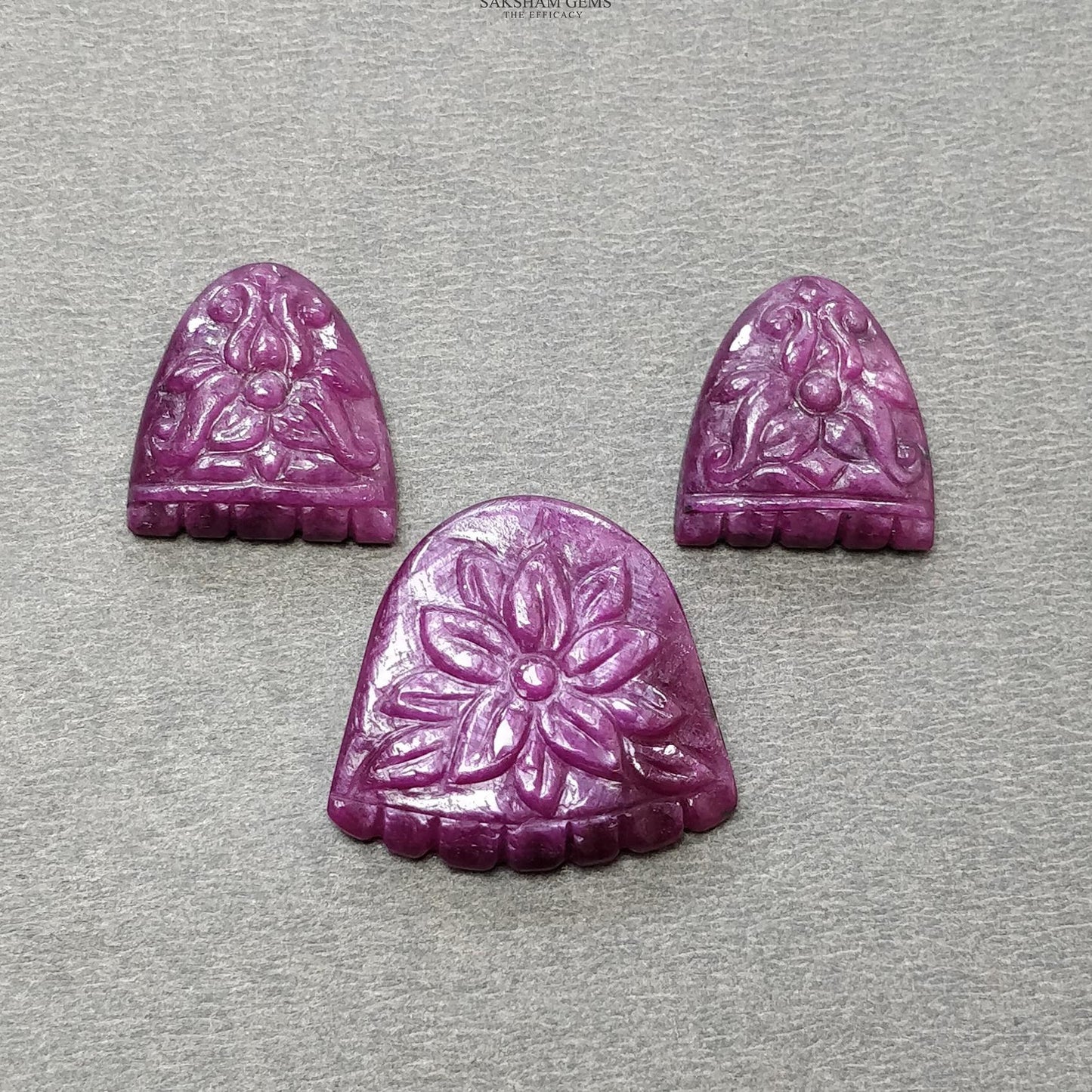 RUBY Gemstone Carving : 56.20cts Natural Untreated Unheated Red Ruby Hand Carved Uneven Shape 17*16mm - 23*19mm 3pcs